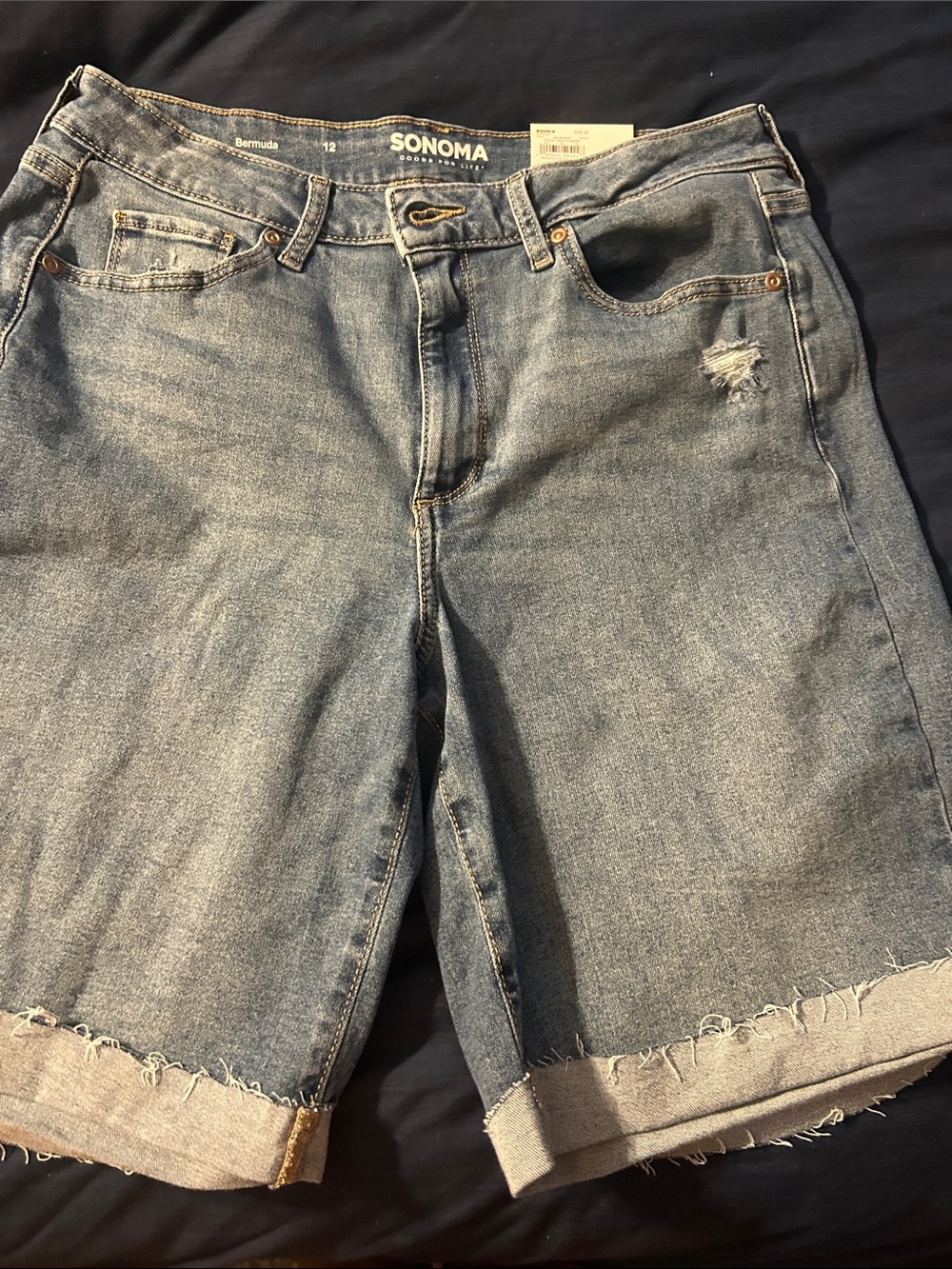 Sonoma Distressed Light Blue Denim Bermuda Shorts